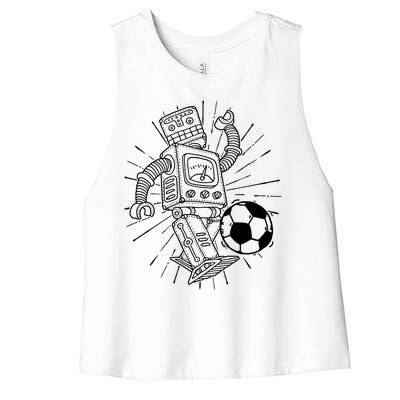 Retro Soccer Robot Women's Racerback Cropped Tank