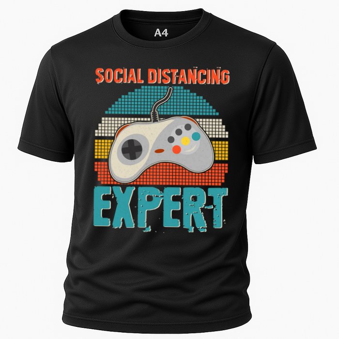 Retro Social Distancing Expert Video Gamer Cooling Performance Crew T-Shirt