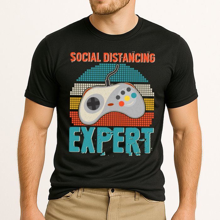 Retro Social Distancing Expert Video Gamer Cooling Performance Crew T-Shirt