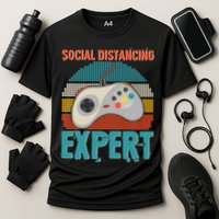 Retro Social Distancing Expert Video Gamer Cooling Performance Crew T-Shirt