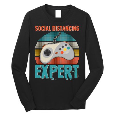 Retro Social Distancing Expert Video Gamer Long Sleeve Shirt