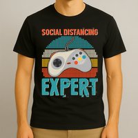 Retro Social Distancing Expert Video Gamer T-Shirt