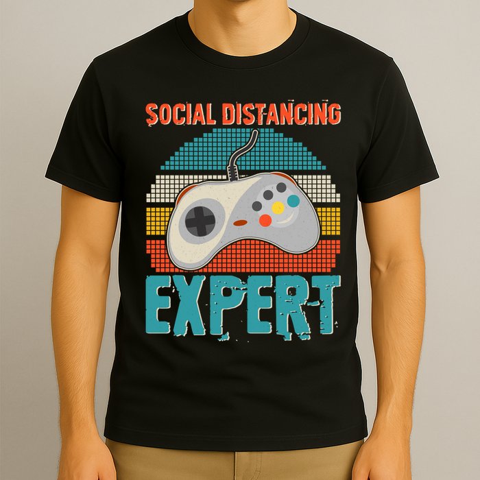 Retro Social Distancing Expert Video Gamer T-Shirt