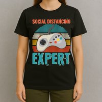 Retro Social Distancing Expert Video Gamer T-Shirt