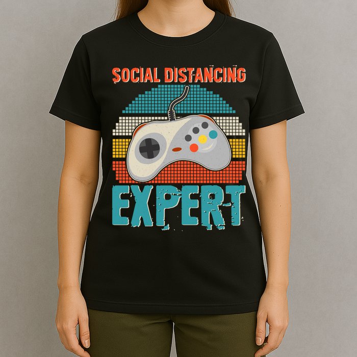 Retro Social Distancing Expert Video Gamer T-Shirt