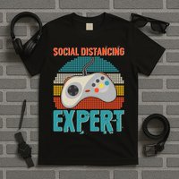 Retro Social Distancing Expert Video Gamer T-Shirt