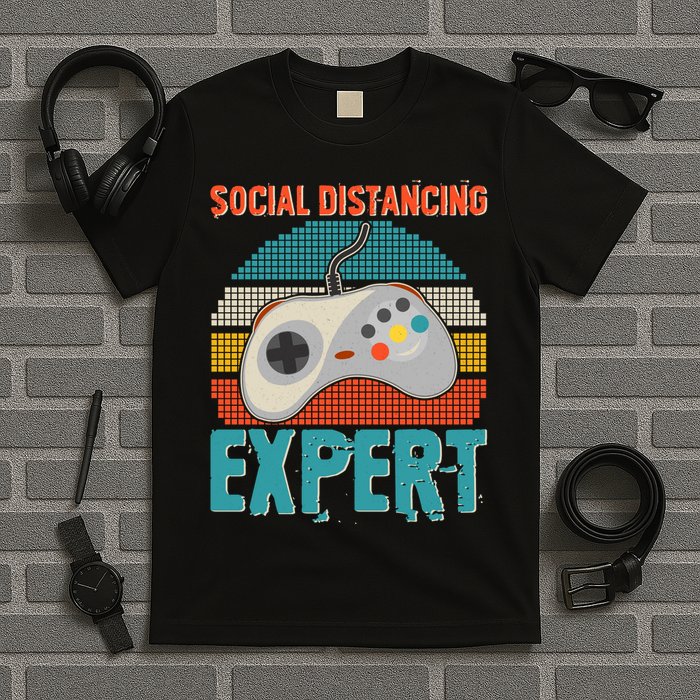 Retro Social Distancing Expert Video Gamer T-Shirt