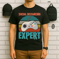 Retro Social Distancing Expert Video Gamer T-Shirt