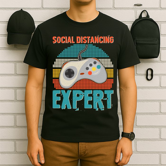 Retro Social Distancing Expert Video Gamer T-Shirt