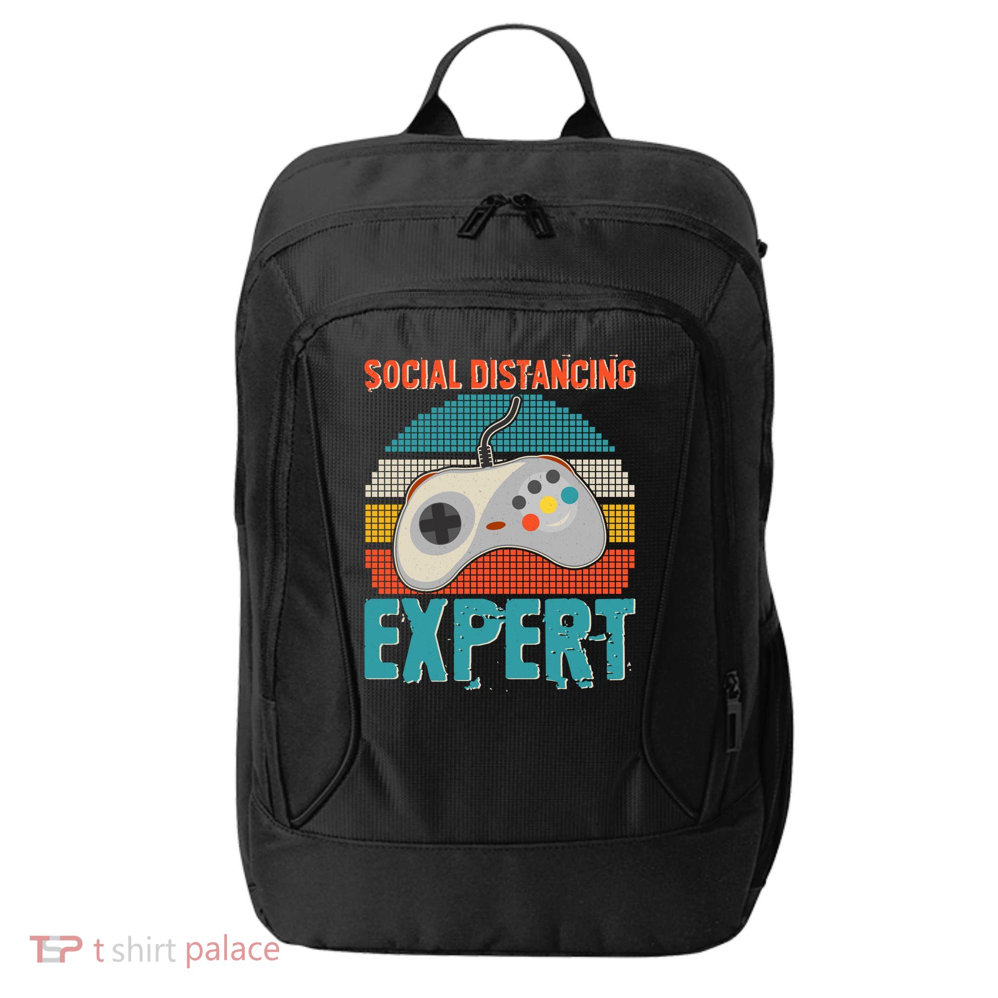 Retro Social Distancing Expert Video Gamer City Backpack