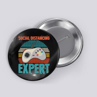 Retro Social Distancing Expert Video Gamer Button