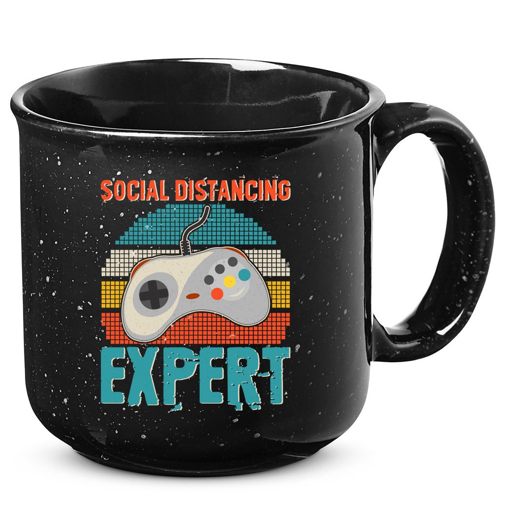 Retro Social Distancing Expert Video Gamer 15oz Campfire Ceramic Mug