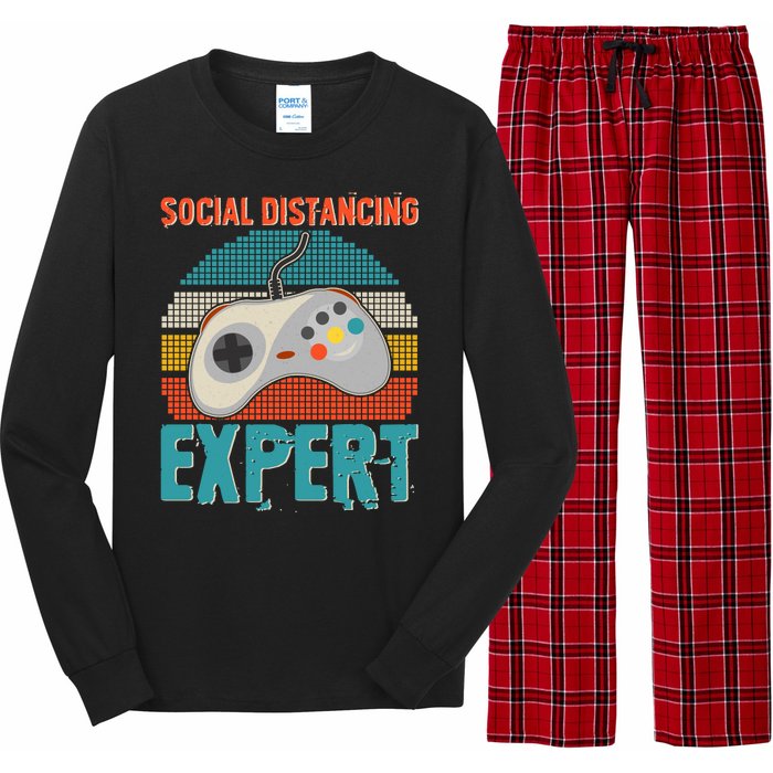 Retro Social Distancing Expert Video Gamer Long Sleeve Pajama Set