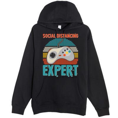 Retro Social Distancing Expert Video Gamer Premium Pullover Hoodie