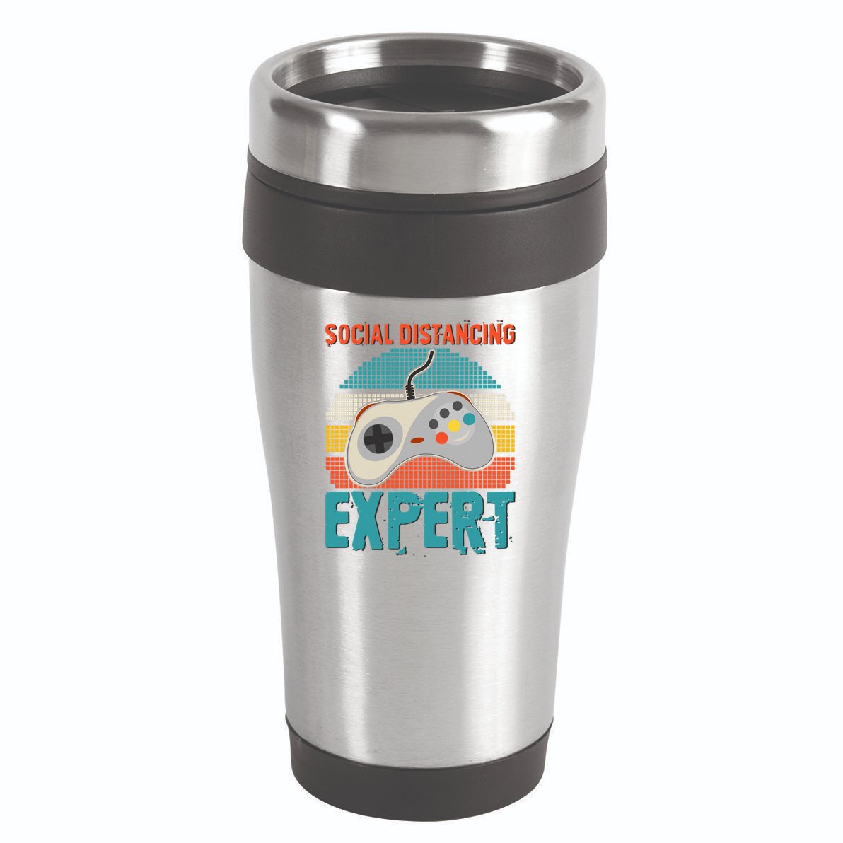 Retro Social Distancing Expert Video Gamer 16oz Travel Tumbler