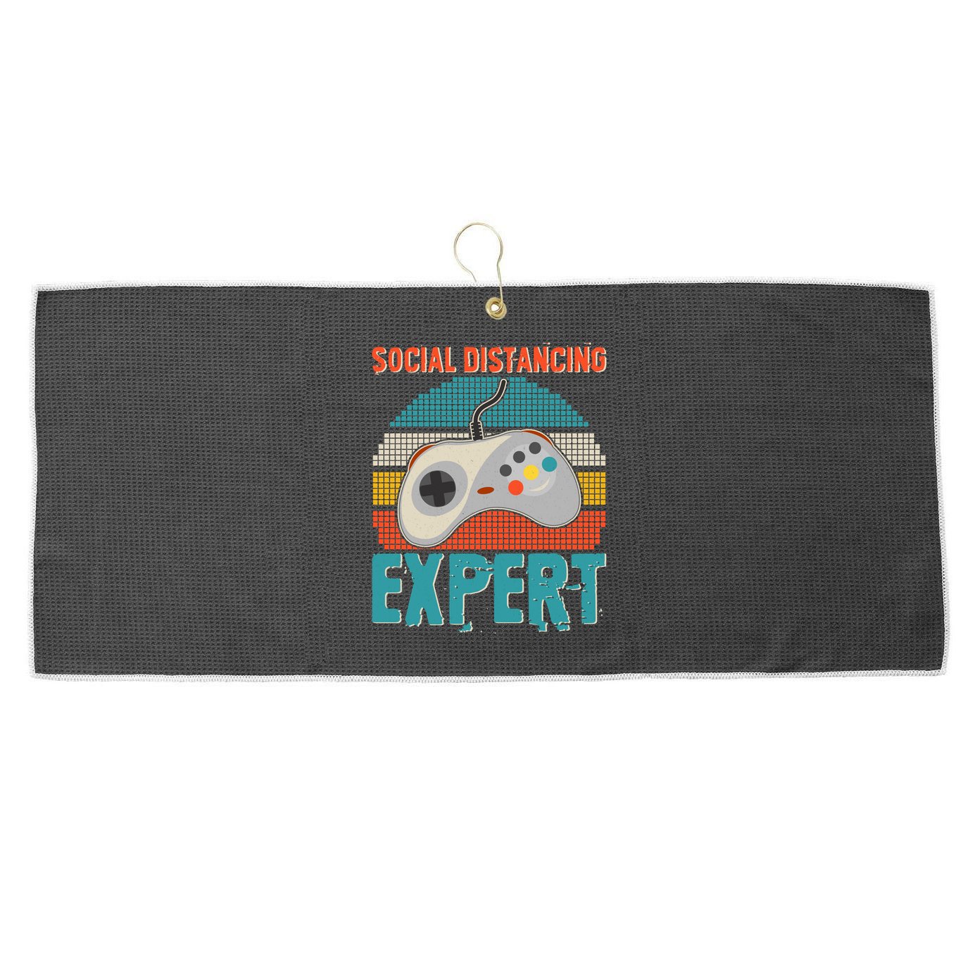 Retro Social Distancing Expert Video Gamer Large Microfiber Waffle Golf Towel