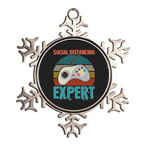 Retro Social Distancing Expert Video Gamer Metallic Star Ornament