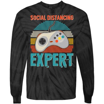 Retro Social Distancing Expert Video Gamer Tie-Dye Long Sleeve Shirt