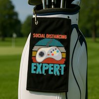 Retro Social Distancing Expert Video Gamer Golf Towel