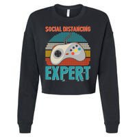 Retro Social Distancing Expert Video Gamer Cropped Pullover Crew