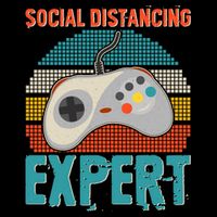 Retro Social Distancing Expert Video Gamer Cropped Pullover Crew