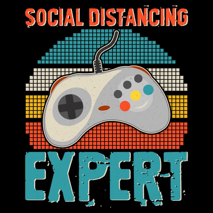 Retro Social Distancing Expert Video Gamer Cropped Pullover Crew