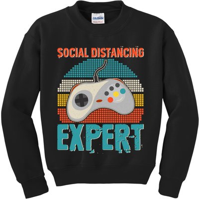Retro Social Distancing Expert Video Gamer Kids Sweatshirt