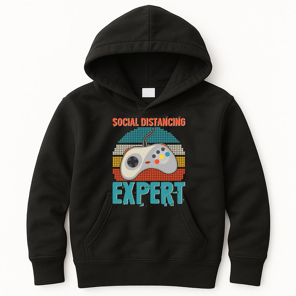 Retro Social Distancing Expert Video Gamer Kids Hoodie