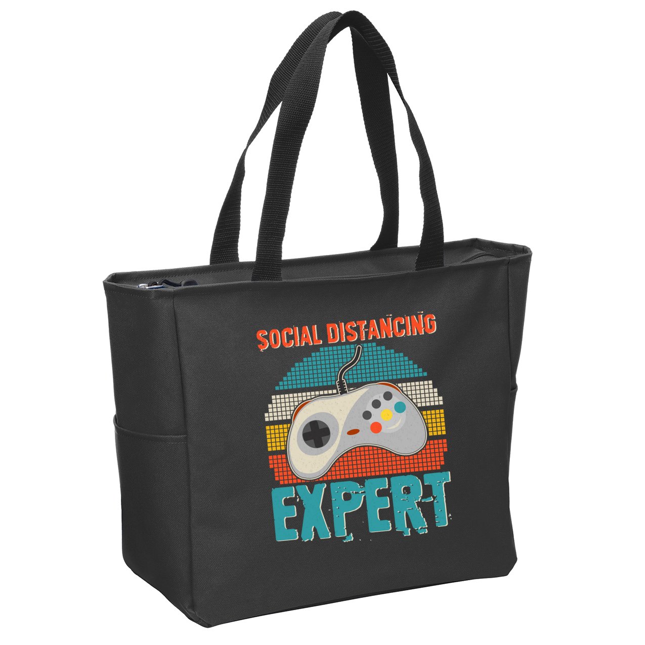 Retro Social Distancing Expert Video Gamer Zip Tote Bag