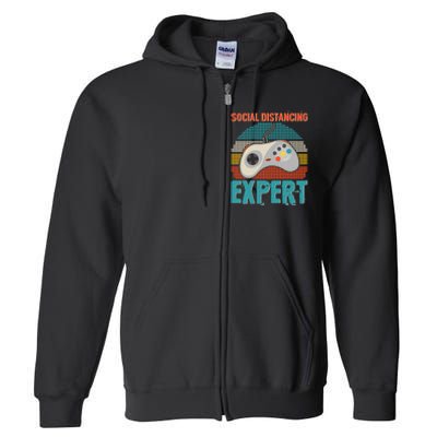 Retro Social Distancing Expert Video Gamer Full Zip Hoodie