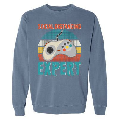 Retro Social Distancing Expert Video Gamer Garment-Dyed Sweatshirt