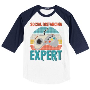 Retro Social Distancing Expert Video Gamer Baseball Sleeve Shirt