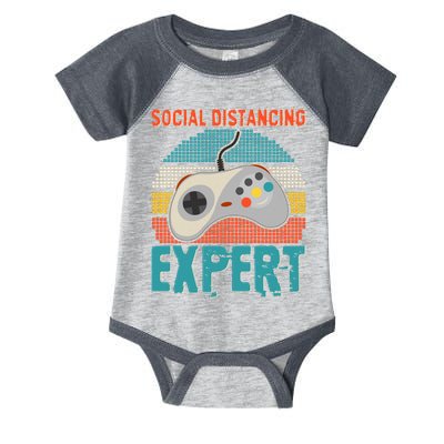 Retro Social Distancing Expert Video Gamer Infant Baby Jersey Bodysuit