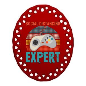 Retro Social Distancing Expert Video Gamer Ceramic Oval Ornament