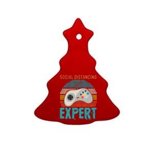 Retro Social Distancing Expert Video Gamer Ceramic Tree Ornament