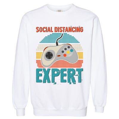 Retro Social Distancing Expert Video Gamer Garment-Dyed Sweatshirt