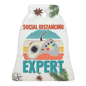 Retro Social Distancing Expert Video Gamer Ceramic Bell Ornament