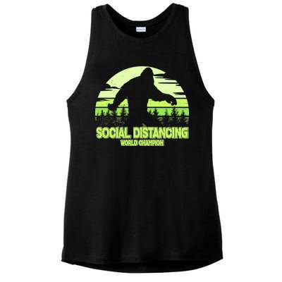 Retro Social Distancing World Champion Sasquatch Ladies PosiCharge Tri-Blend Wicking Tank