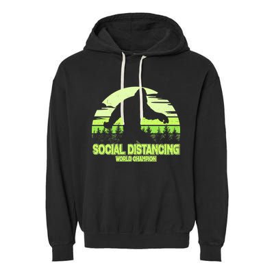 Retro Social Distancing World Champion Sasquatch Garment-Dyed Fleece Hoodie