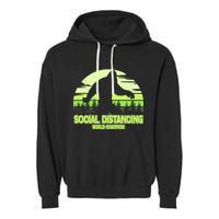 Retro Social Distancing World Champion Sasquatch Garment-Dyed Fleece Hoodie