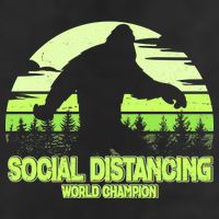 Retro Social Distancing World Champion Sasquatch Garment-Dyed Fleece Hoodie