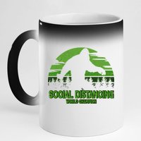 Retro Social Distancing World Champion Sasquatch 11oz Black Color Changing Mug