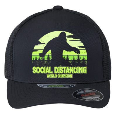 Retro Social Distancing World Champion Sasquatch Flexfit Unipanel Trucker Cap