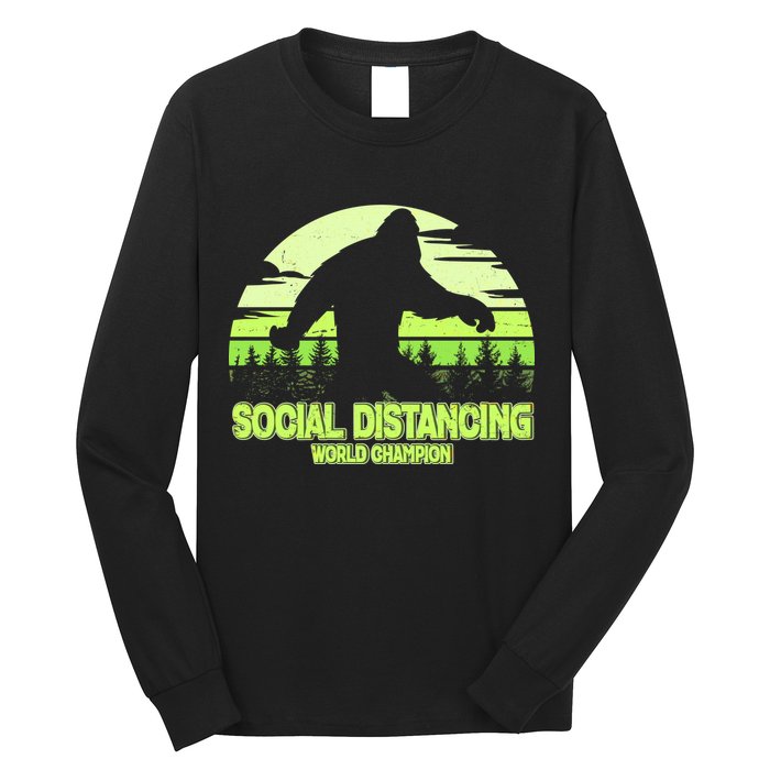 Retro Social Distancing World Champion Sasquatch Long Sleeve Shirt
