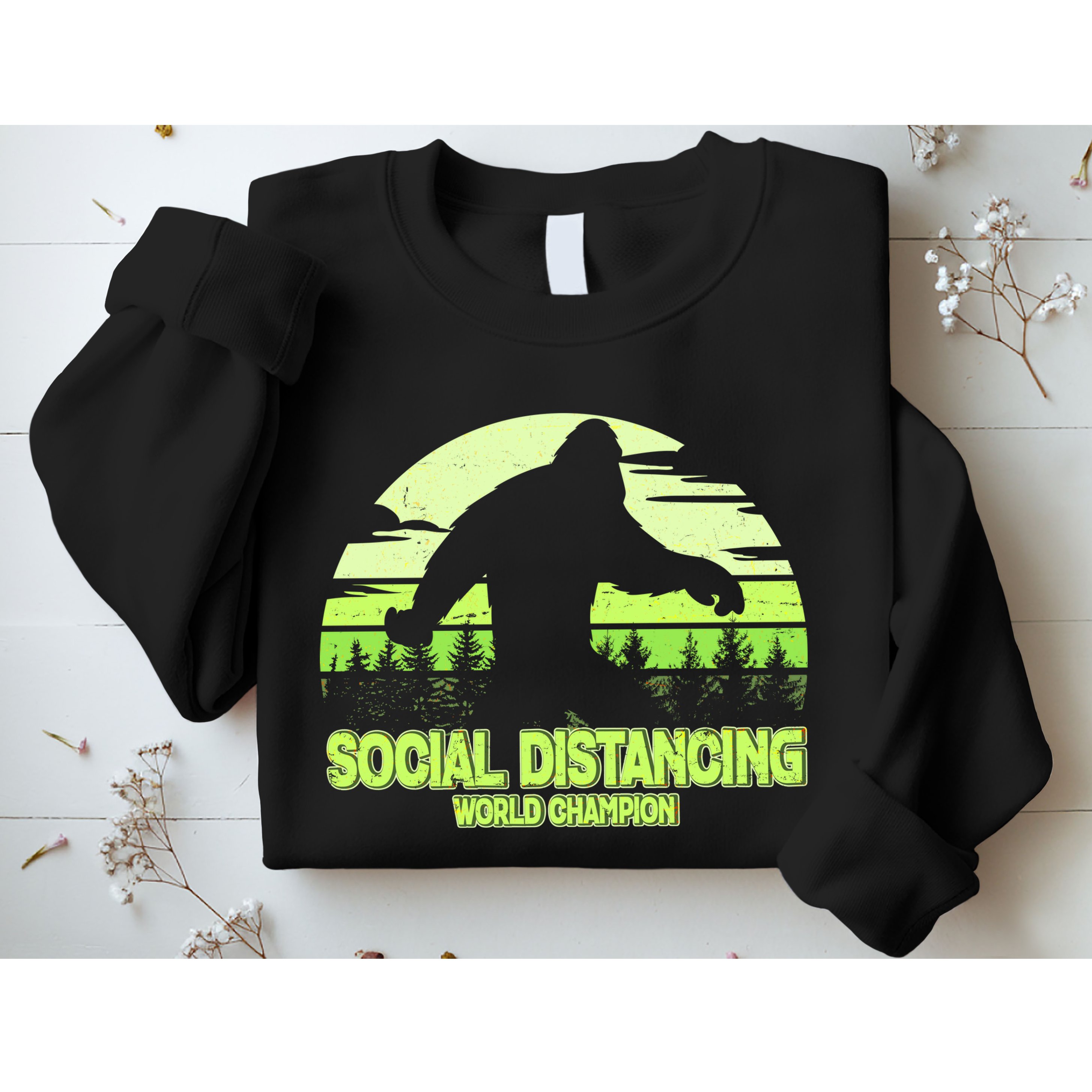Retro Social Distancing World Champion Sasquatch Sweatshirt