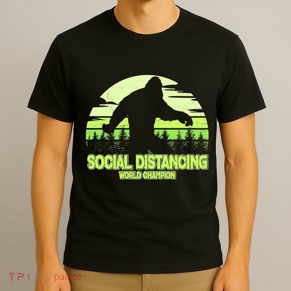 Retro Social Distancing World Champion Sasquatch T-Shirt