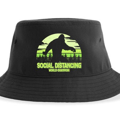 Retro Social Distancing World Champion Sasquatch Sustainable Bucket Hat