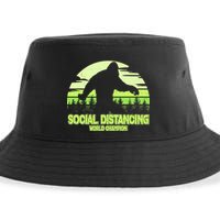 Retro Social Distancing World Champion Sasquatch Sustainable Bucket Hat
