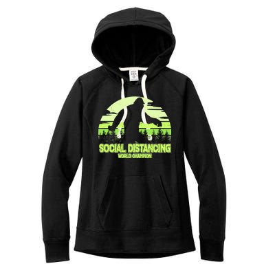 Retro Social Distancing World Champion Sasquatch Women's Fleece Hoodie