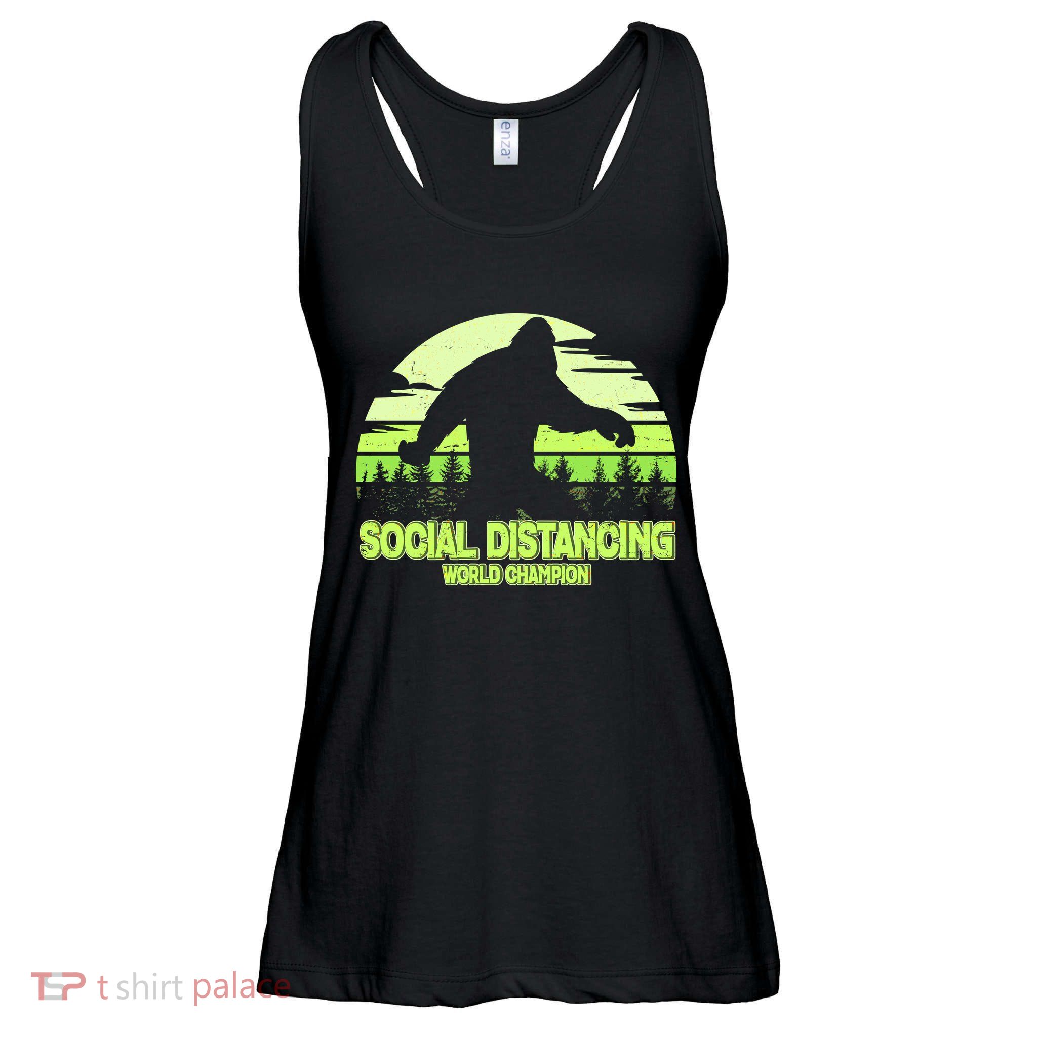 Retro Social Distancing World Champion Sasquatch Ladies Essential Flowy Tank